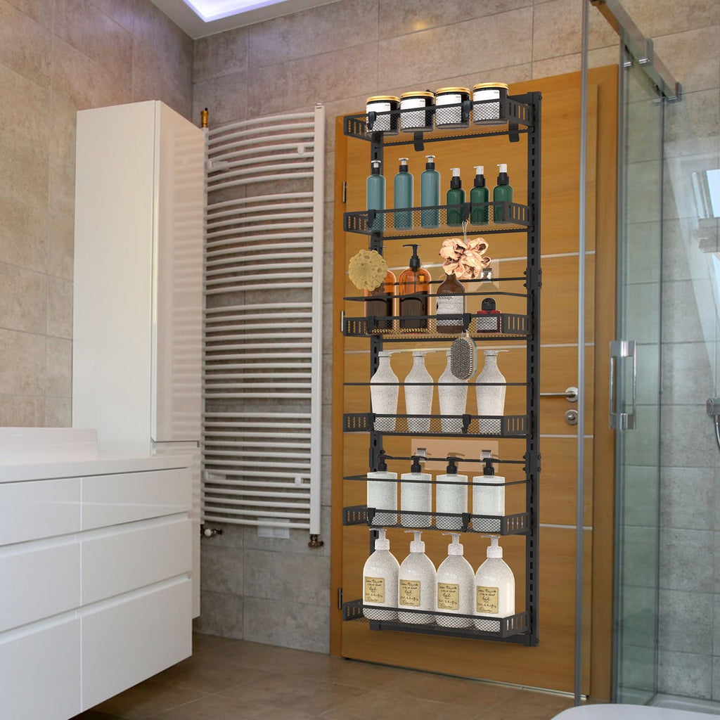 Over The Door Pantry Organizer 6-Tier Pantry Door Organizer Carbon Steel Loading Easy Install