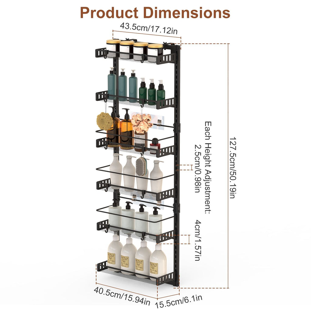 Over The Door Pantry Organizer 6-Tier Pantry Door Organizer Carbon Steel Loading Easy Install