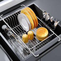 Over-the-Sink Expandable Dish Drying Rack – Space-Saving Stainless Steel