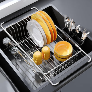 Over-the-Sink Expandable Dish Drying Rack – Space-Saving Stainless Steel