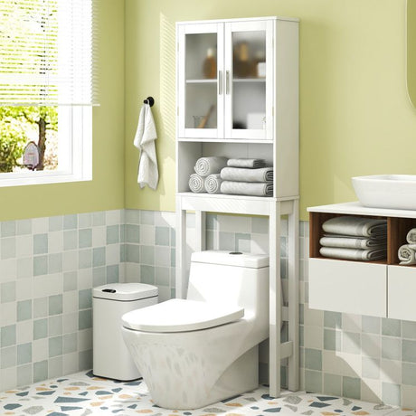 Elegant Frosted Glass Over-the-Toilet Storage Cabinet