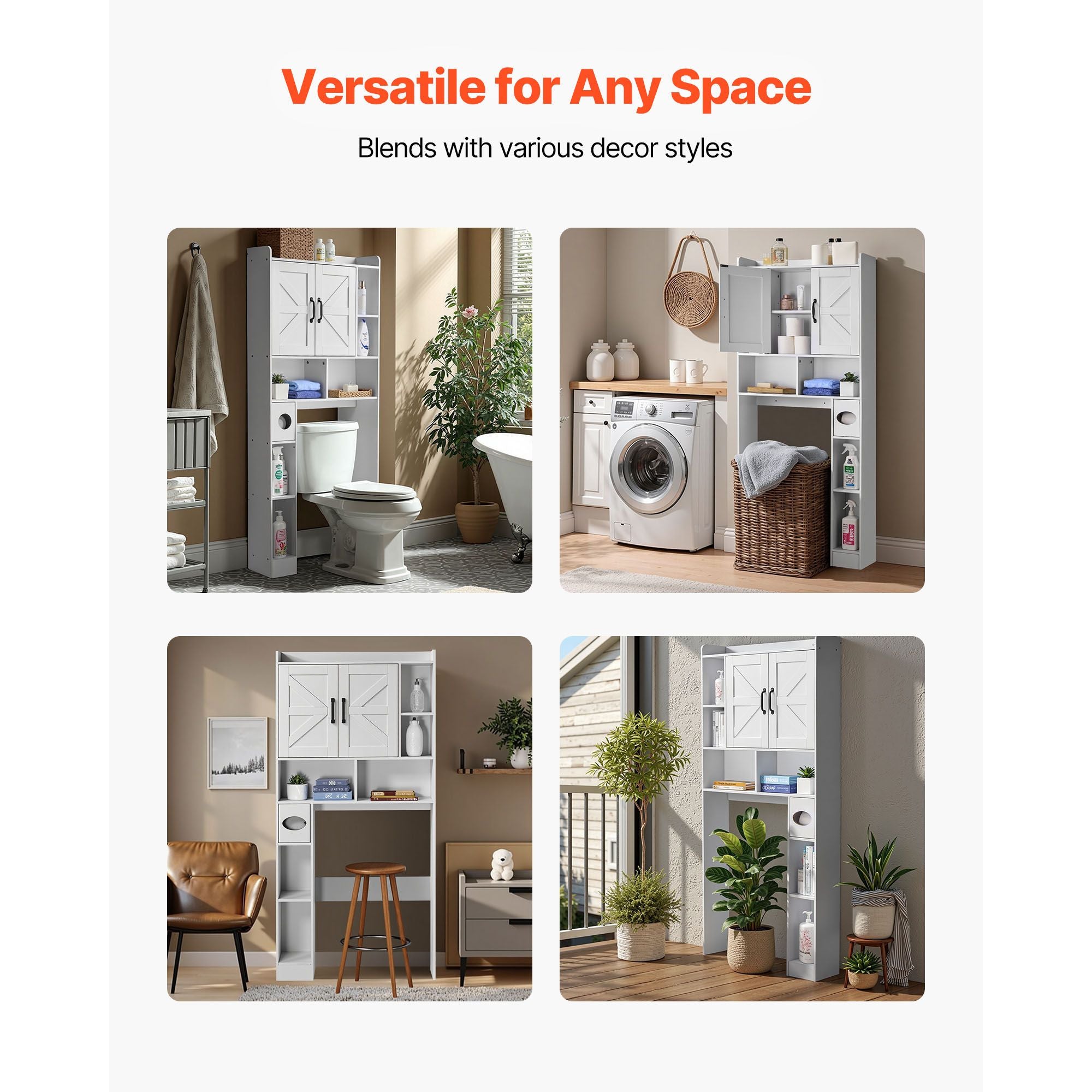 Over The Toilet Storage Cabinet with Adjustable Shelves and Dual Storage