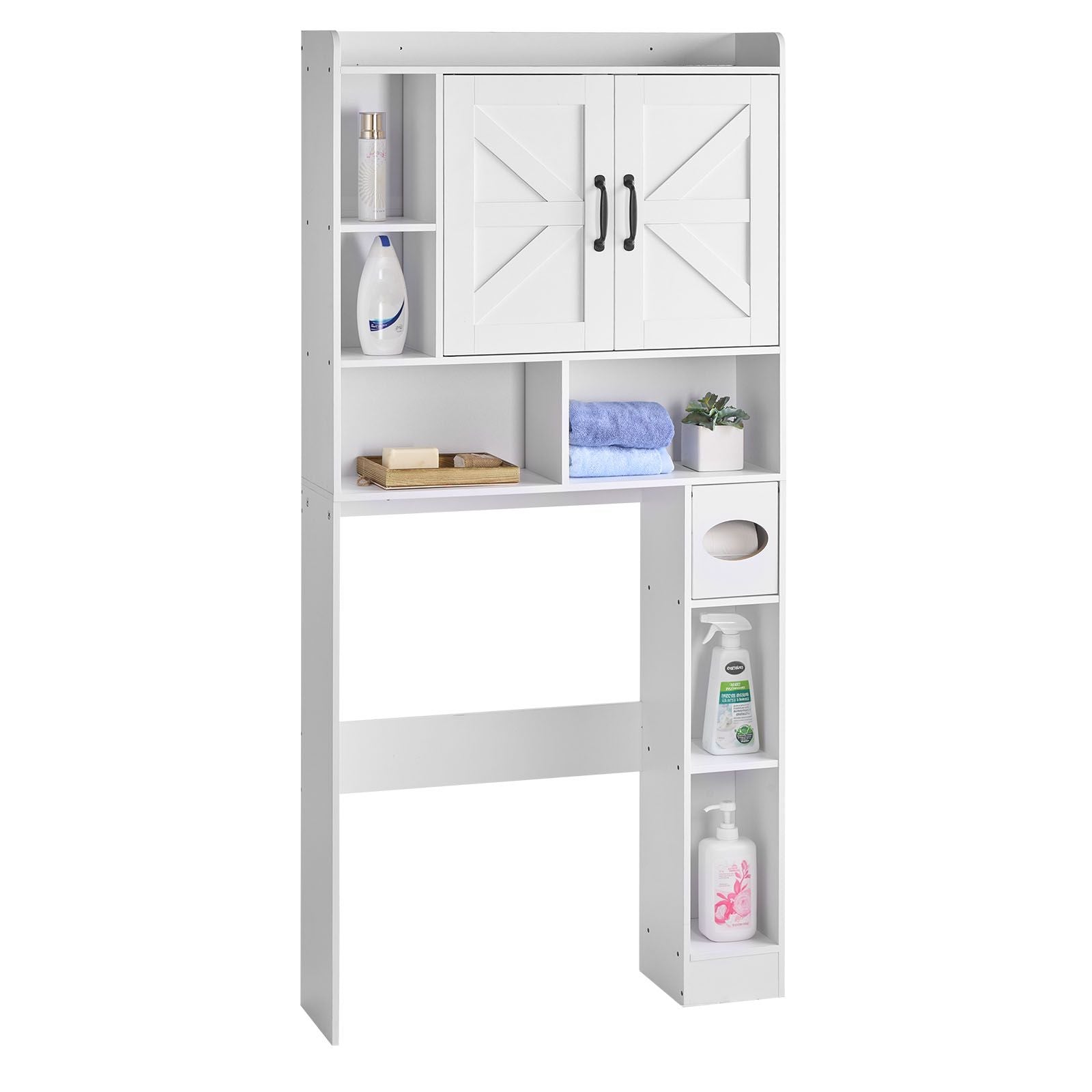 Over The Toilet Storage Cabinet with Adjustable Shelves and Dual Storage