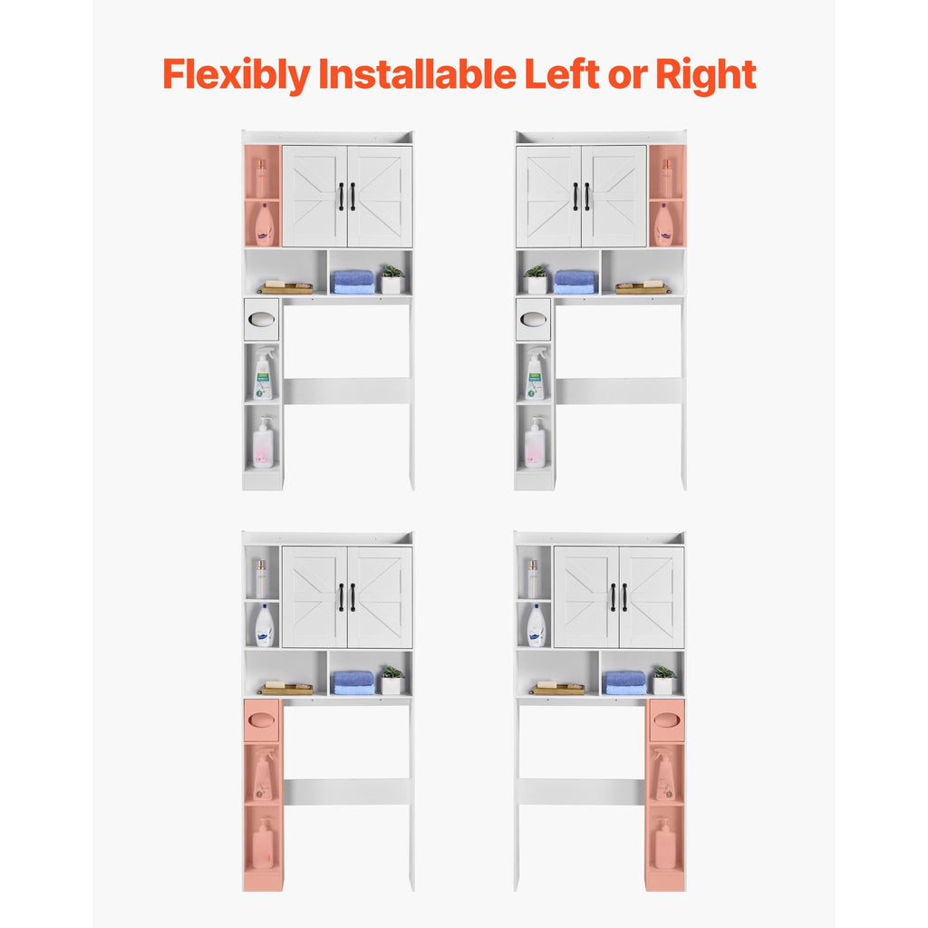 Over The Toilet Storage Cabinet with Adjustable Shelves and Dual Storage