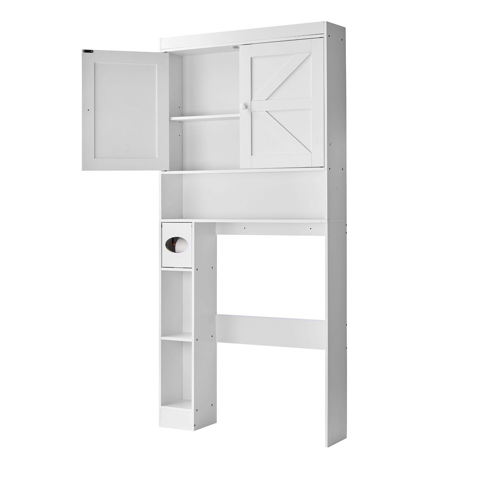 Over The Toilet Storage Cabinet, Height Bathroom Storage Organizer with Double Door and Adj