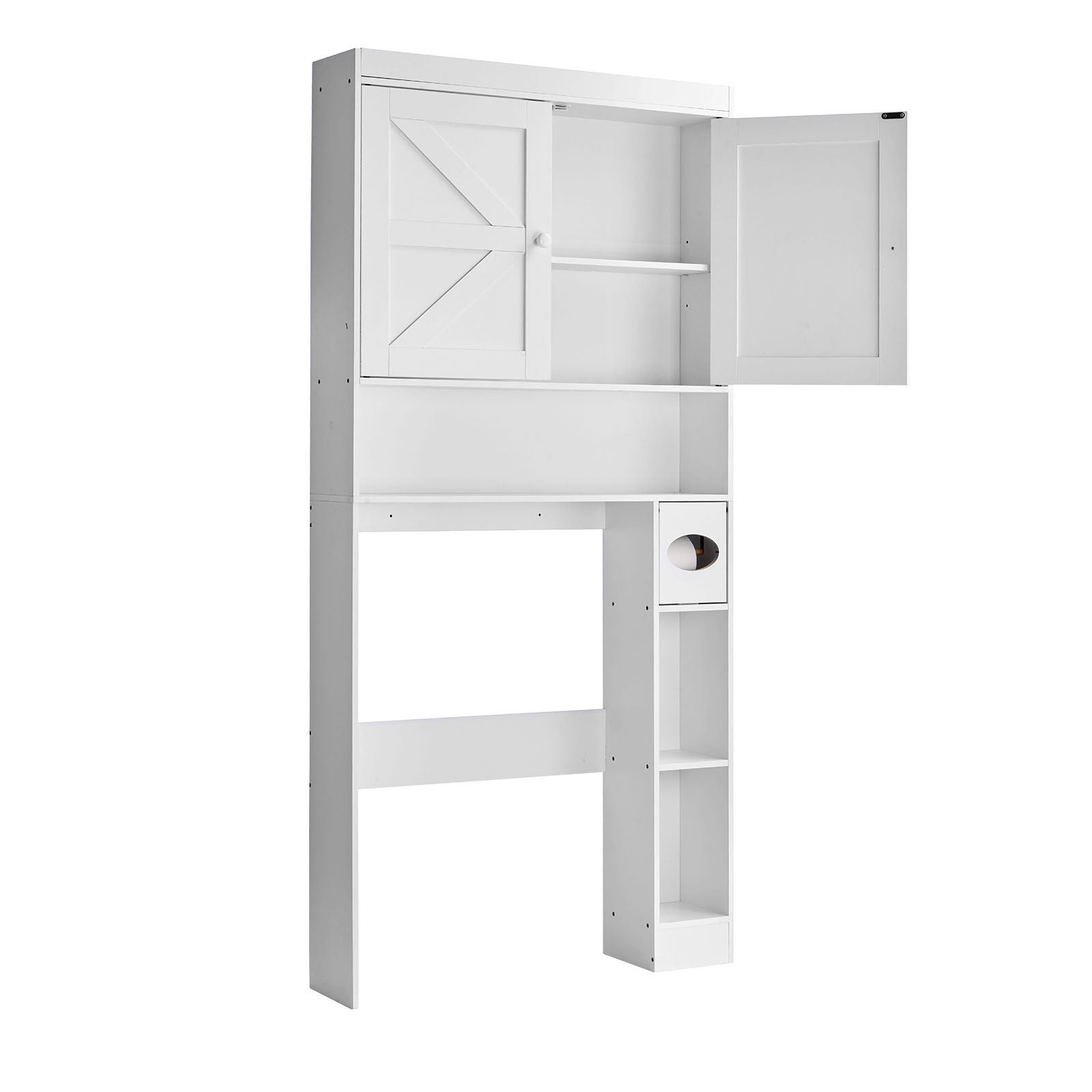 Over The Toilet Storage Cabinet, Height Bathroom Storage Organizer with Double Door and Adj