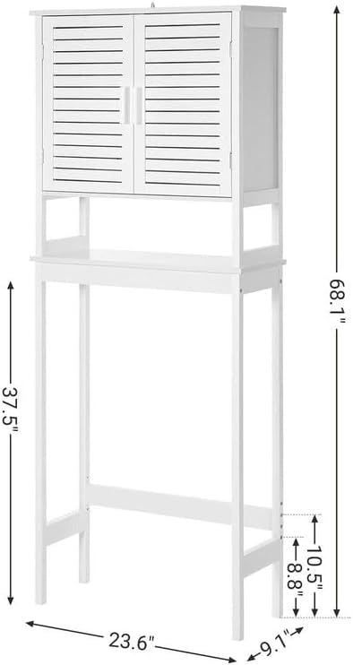 Over-the-Toilet Bathroom Cabinet with Adjustable Interior Shelf, Cloud White