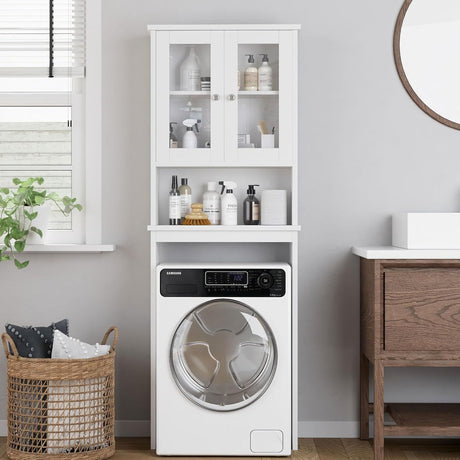 Over-the-Toilet Bathroom Storage Cabinet with Adjustable Shelf and Door
