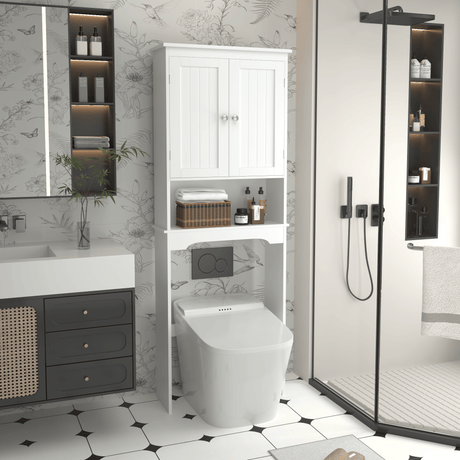Over-The-Toilet Storage Cabinet with Beadboard Paneling