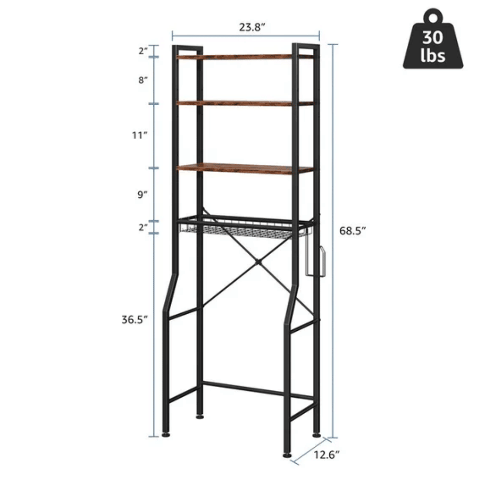 Four-Tier Over-the-Toilet Rack for Tighter Bathroom Spaces