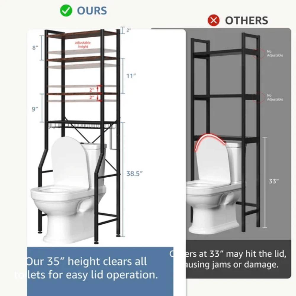 Four-Tier Over-the-Toilet Rack for Tighter Bathroom Spaces