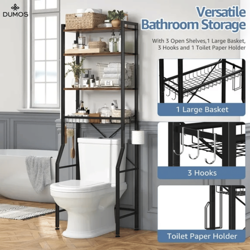 Four-Tier Over-the-Toilet Rack for Tighter Bathroom Spaces
