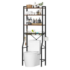 4-Tier Over Toilet Bathroom Organizer with Adjustable Shelves
