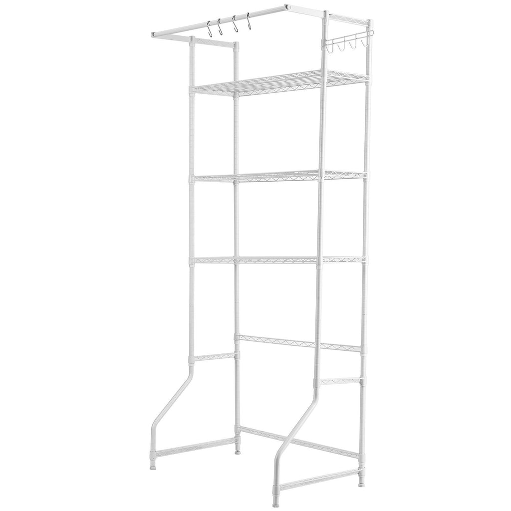 3-Tier Over Washer Dryer Storage Shelf with Hanger Rod and Hooks