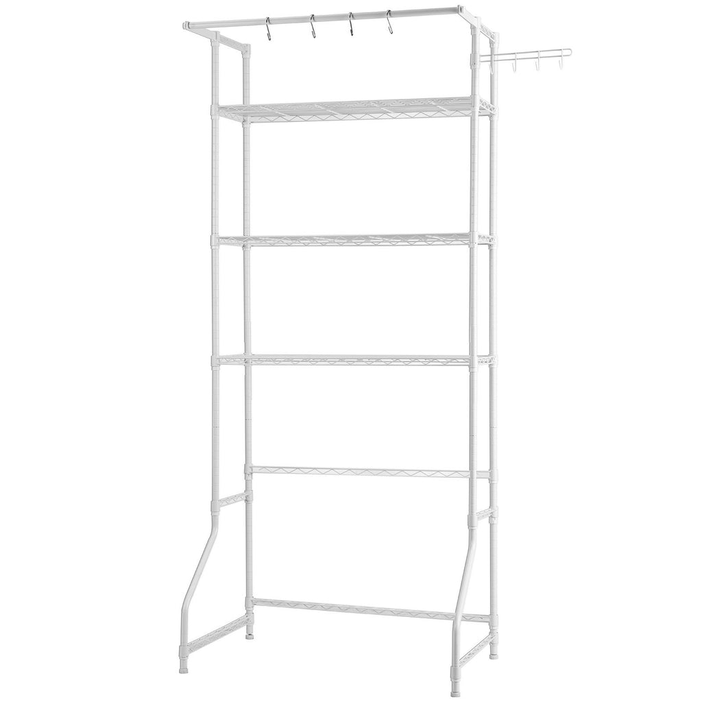 3-Tier Over Washer Dryer Storage Shelf with Hanger Rod and Hooks