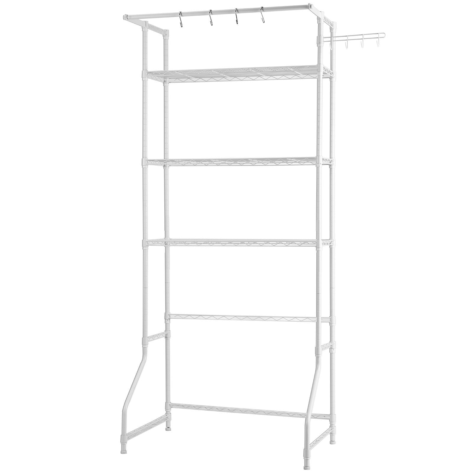 3-Tier Over Washer Dryer Storage Shelf with Hanger Rod and Hooks