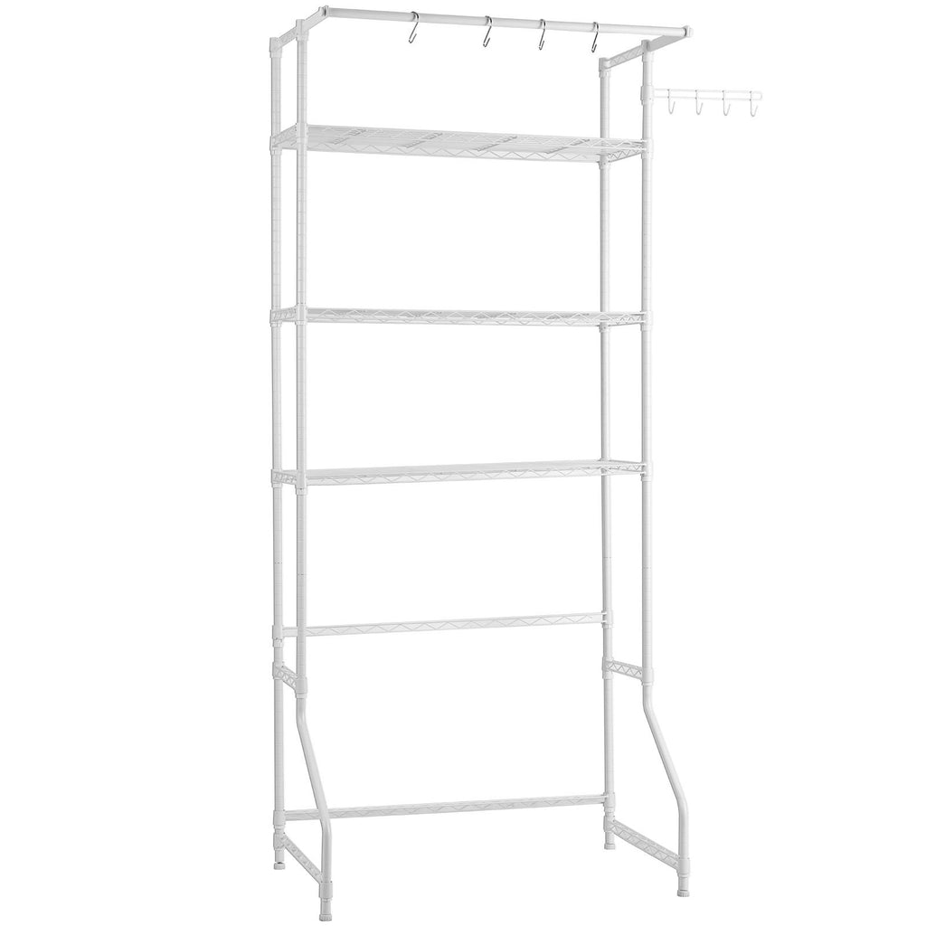 3-Tier Over Washer Dryer Storage Shelf with Hanger Rod and Hooks