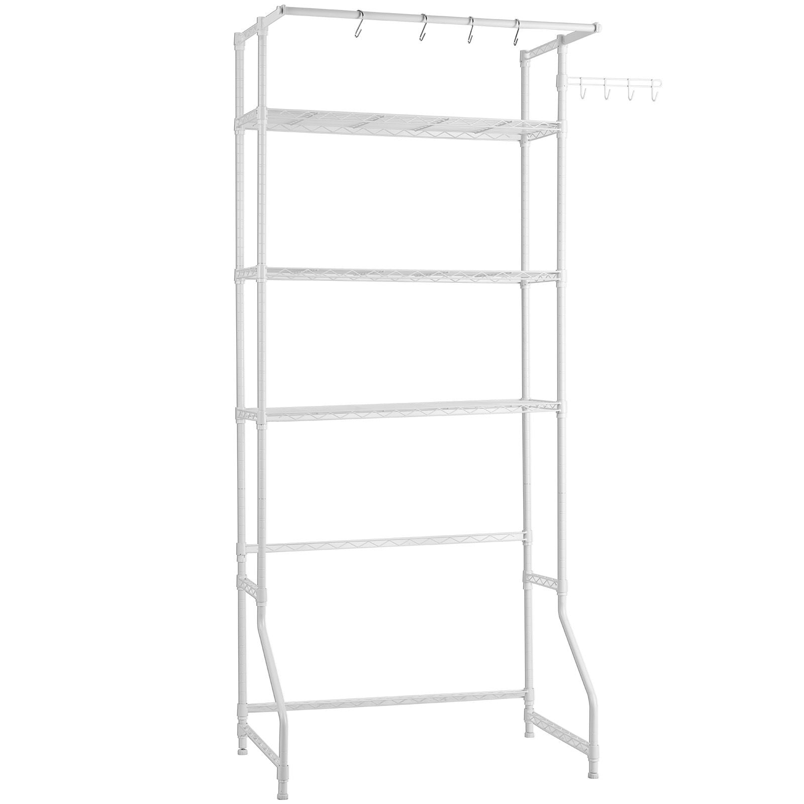 3-Tier Over Washer Dryer Storage Shelf with Hanger Rod and Hooks