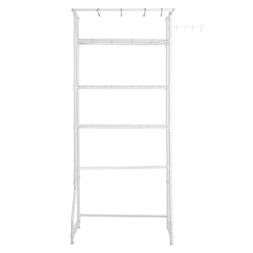 3-Tier Over Washer Dryer Storage Shelf with Hanger Rod and Hooks