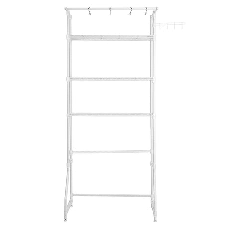 3-Tier Over Washer Dryer Storage Shelf with Hanger Rod and Hooks