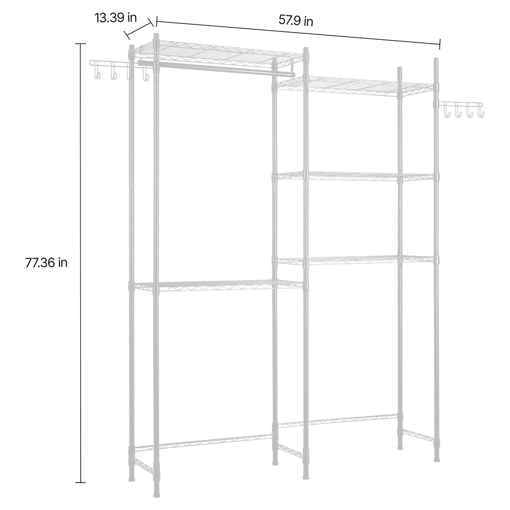 Over Washer Dryer Storage Shelves – 5 Tiers with Hanger Rod & Hooks