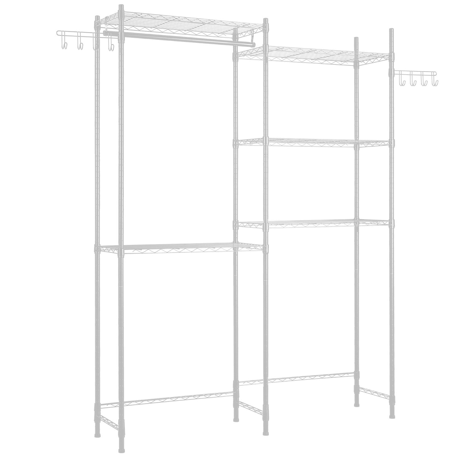 Over Washer Dryer Storage Shelves – 5 Tiers with Hanger Rod & Hooks