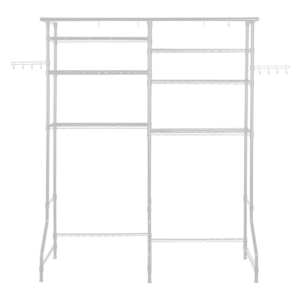 6-Tier Over Washer and Dryer Storage Shelf with Hanger Rod and Hooks for Laundry Room