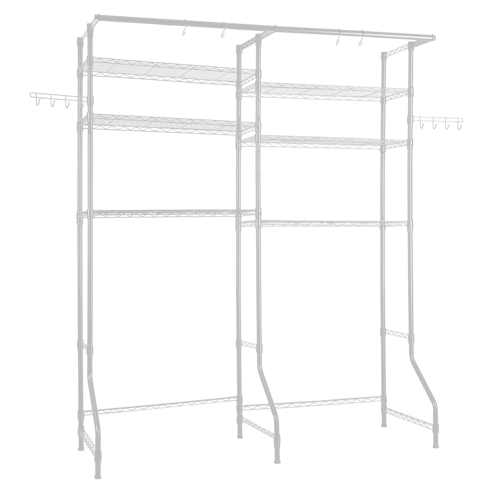6-Tier Over Washer and Dryer Storage Shelf with Hanger Rod and Hooks for Laundry Room