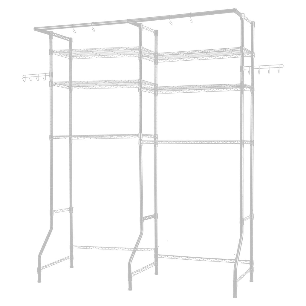 6-Tier Over Washer and Dryer Storage Shelf with Hanger Rod and Hooks for Laundry Room