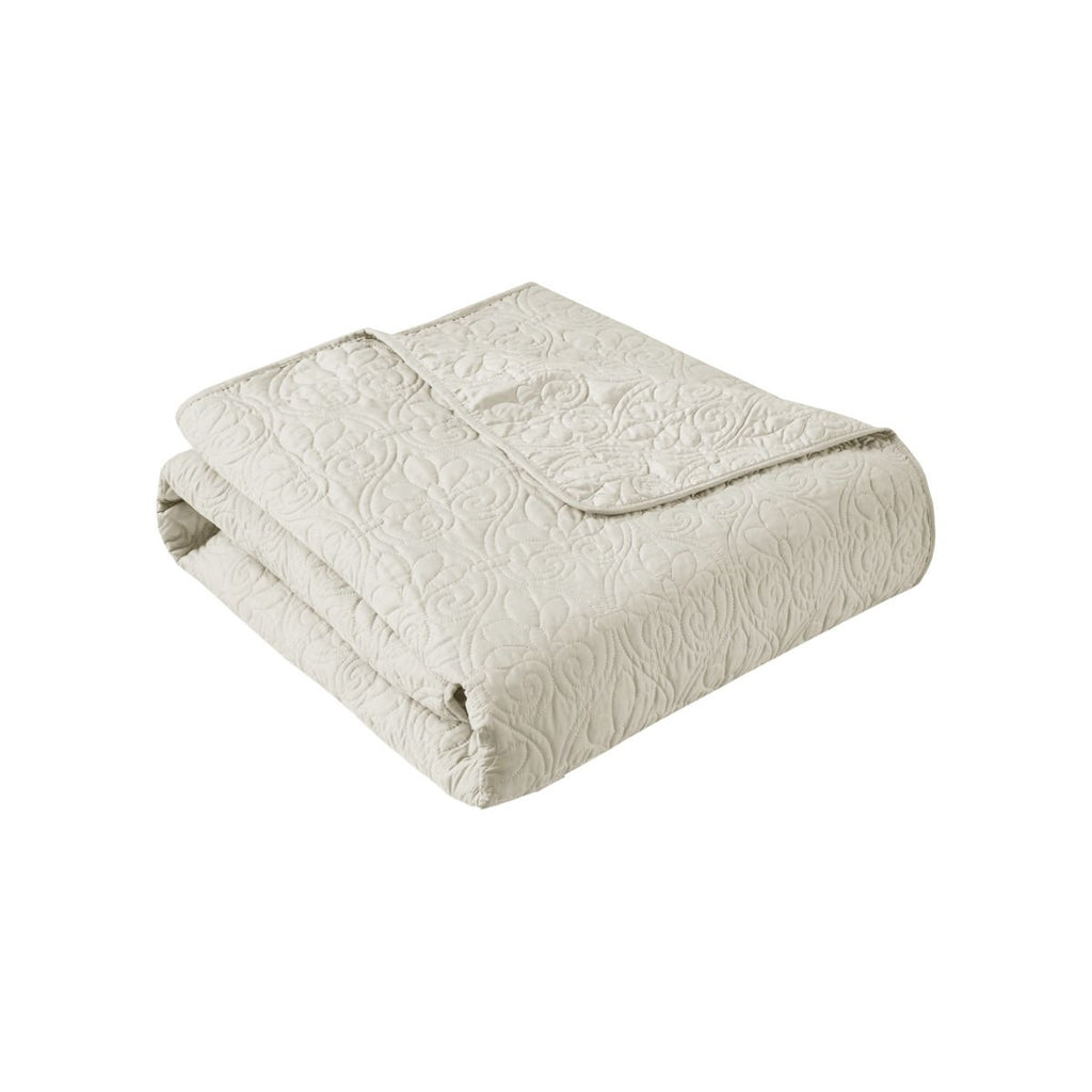 Oversized Quilted Throw in Ivory