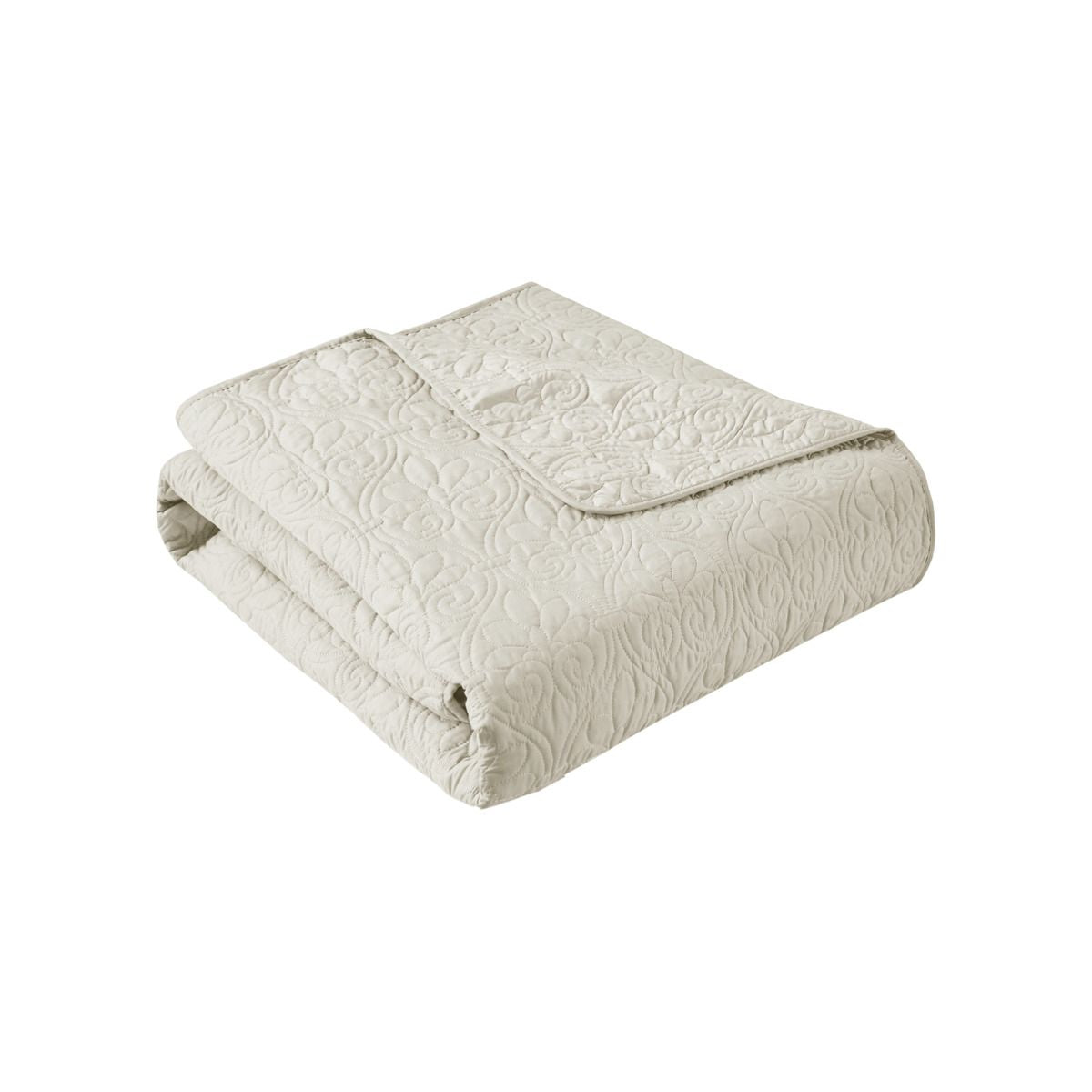 Oversized Quilted Throw in Ivory