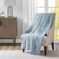 Oversized Quilted Throw with Scalloped Edges – Blue, "