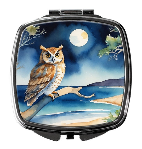 Owl in Coastal Tree Folding Compact Mirror