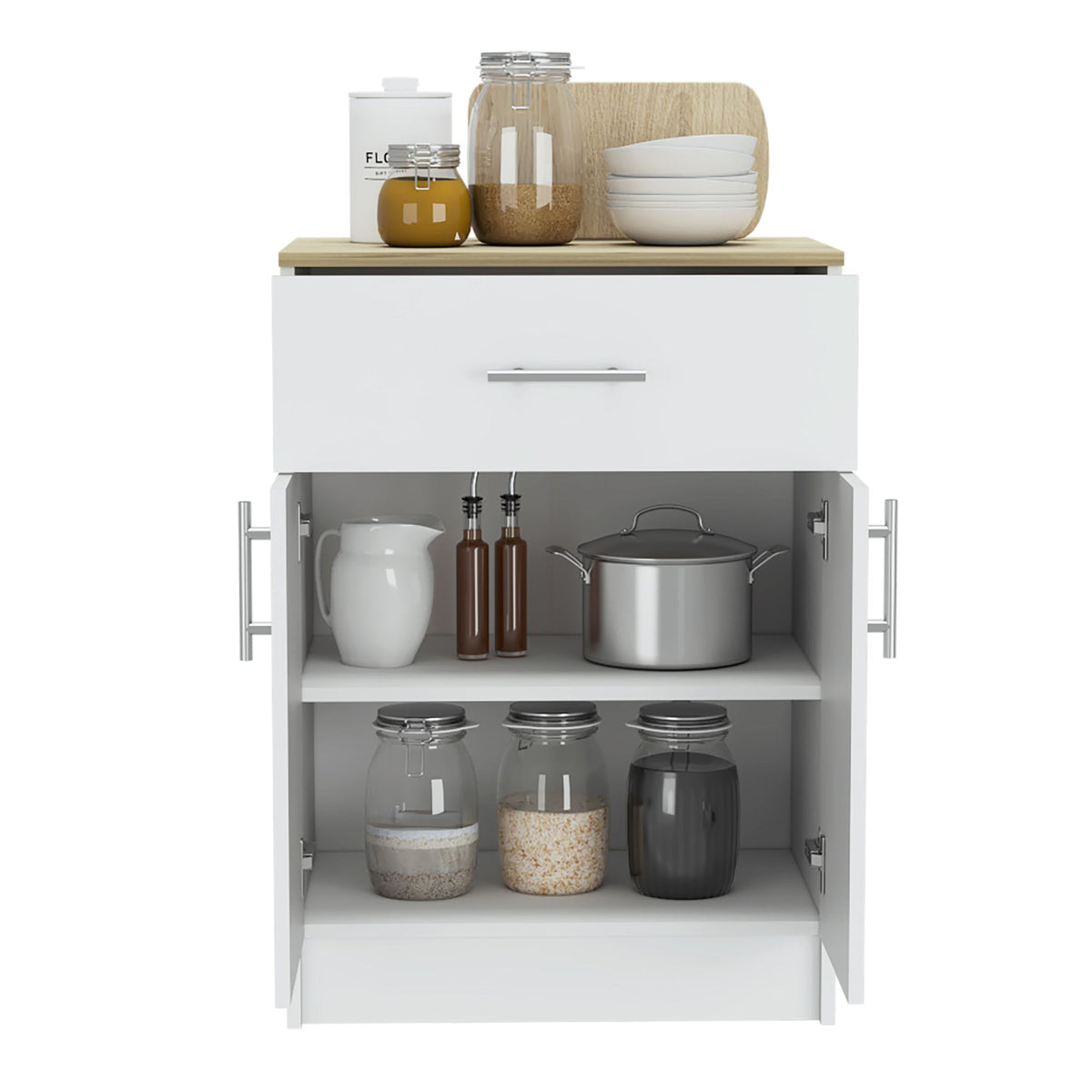 Oxford Pantry Cabinet with Drawer and Shelved Storage