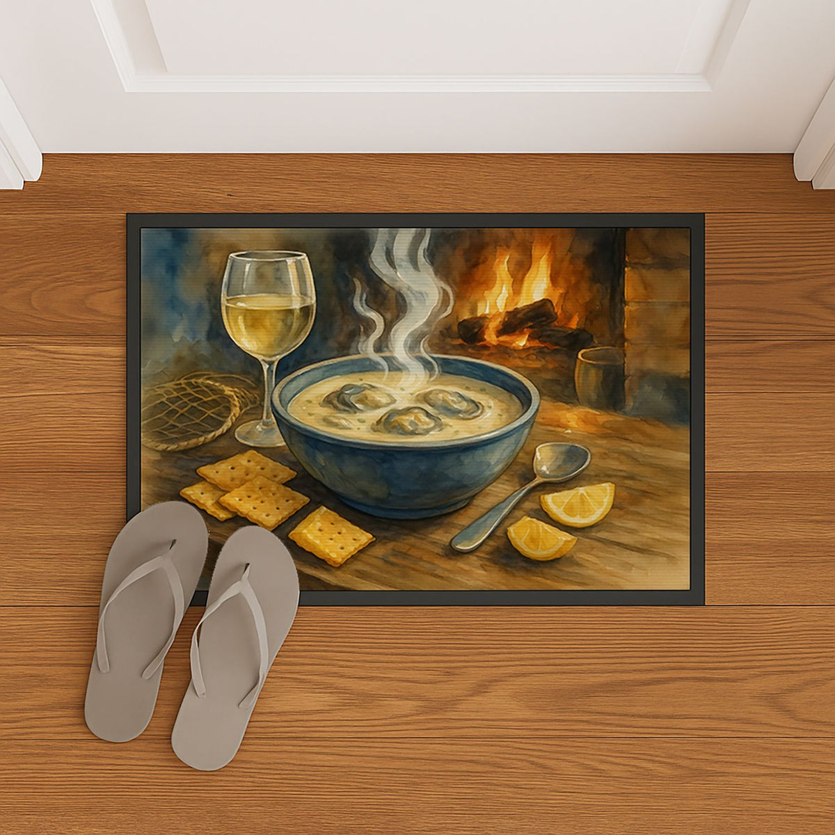 Oyster Stew Artwork Indoor-Outdoor Doormat
