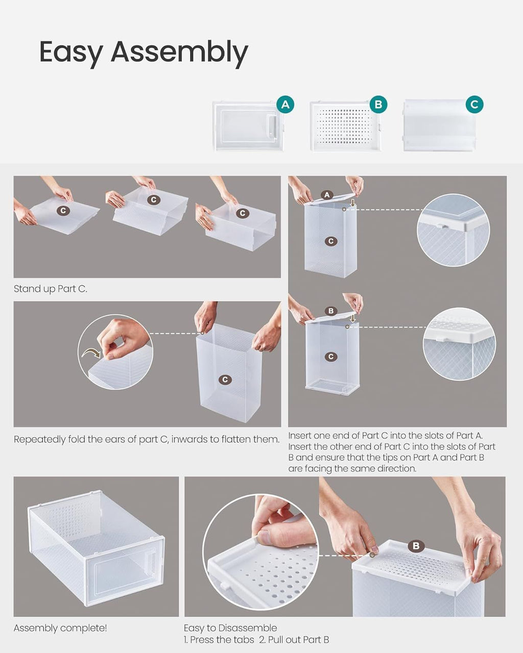 12-Pack Stackable Clear Plastic Shoe Boxes for Closet Organization