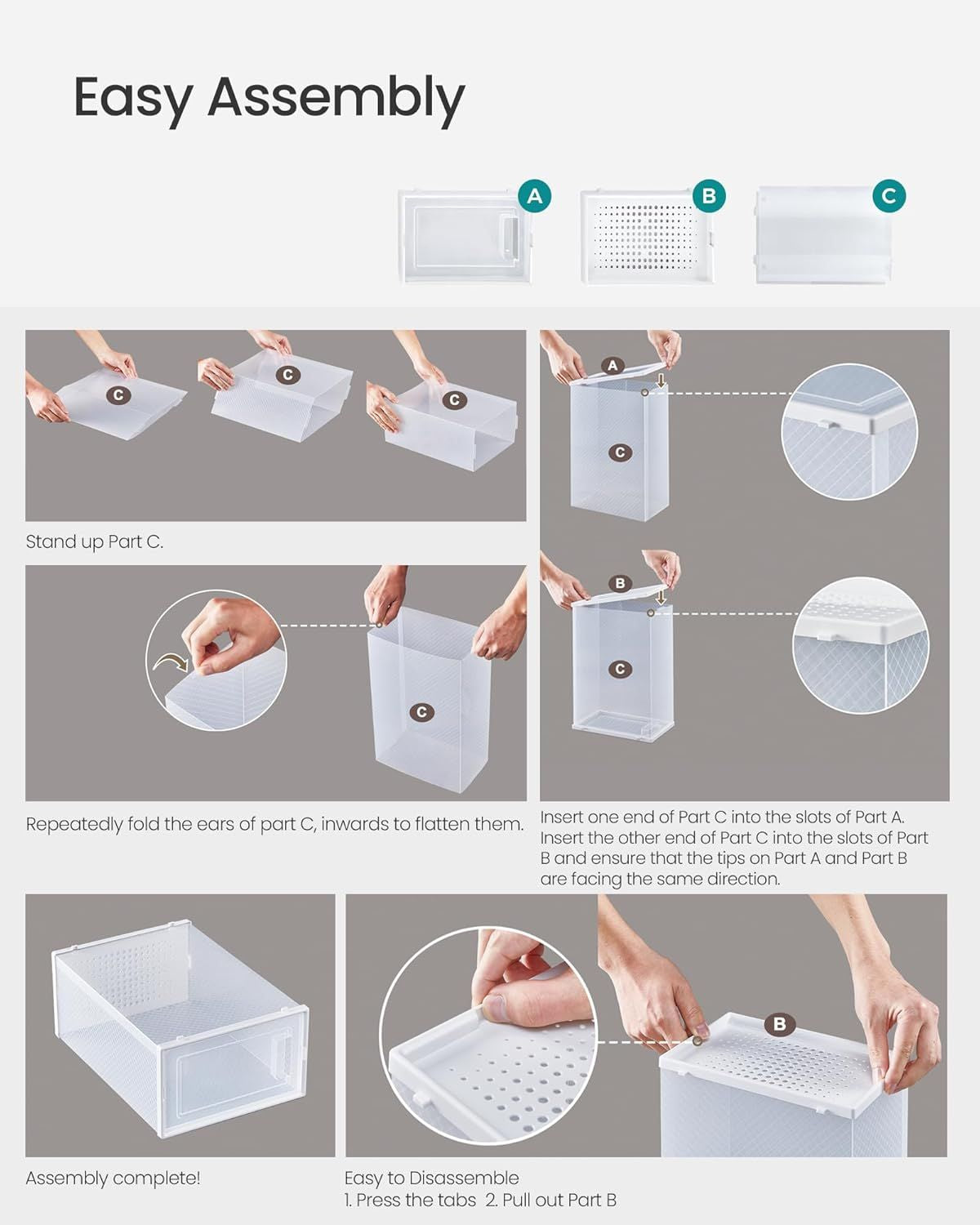 12-Pack Stackable Clear Plastic Shoe Boxes for Closet Organization