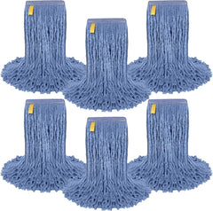 Cut End Blended Mop Head Replacement – 6-Pack Universal Wet Mop Refills in Blue