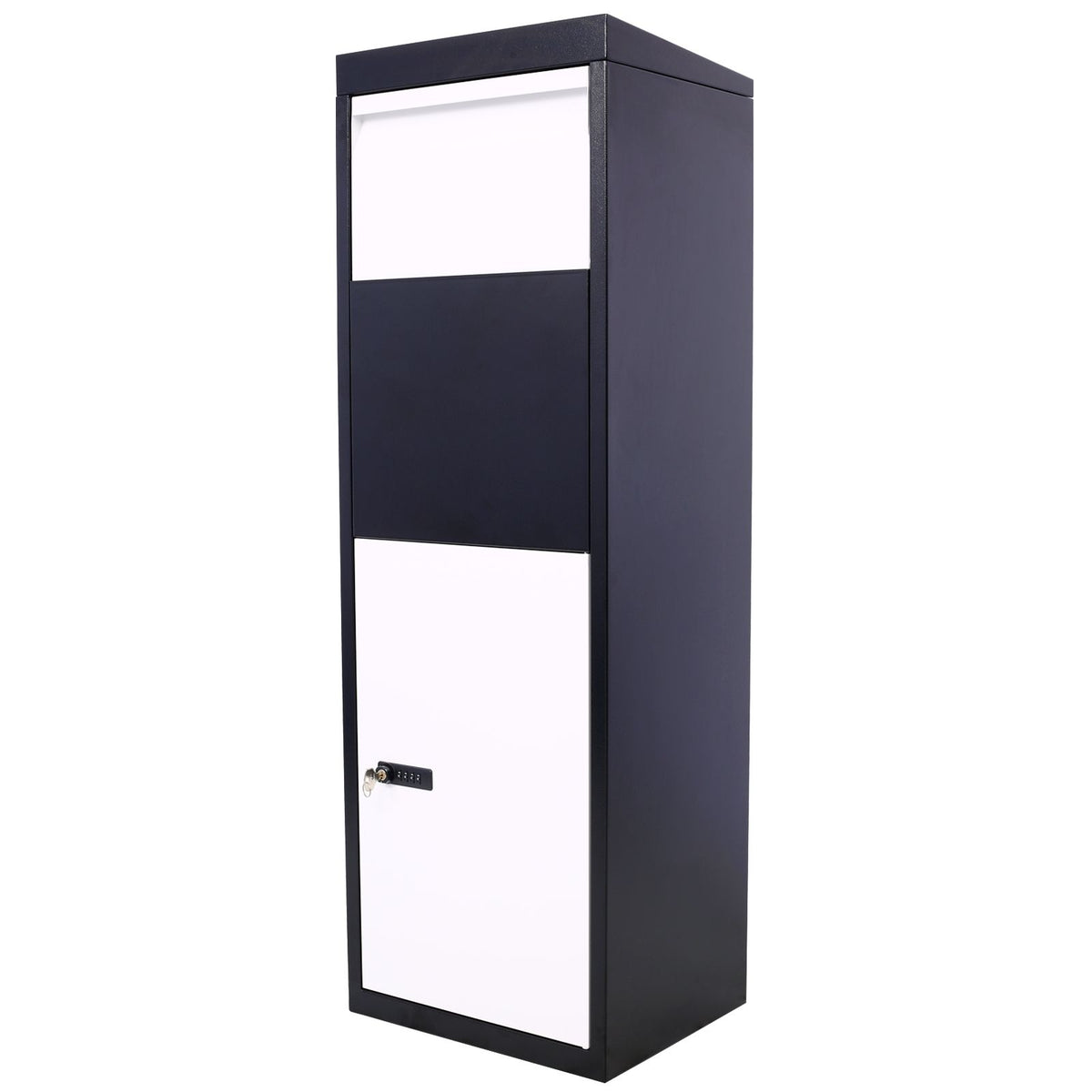 Black and White Keyless Outdoor Parcel Drop Box