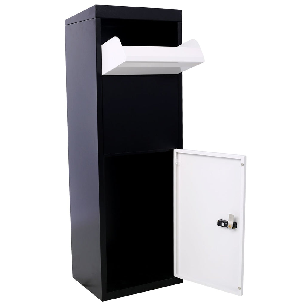 Black and White Keyless Outdoor Parcel Drop Box