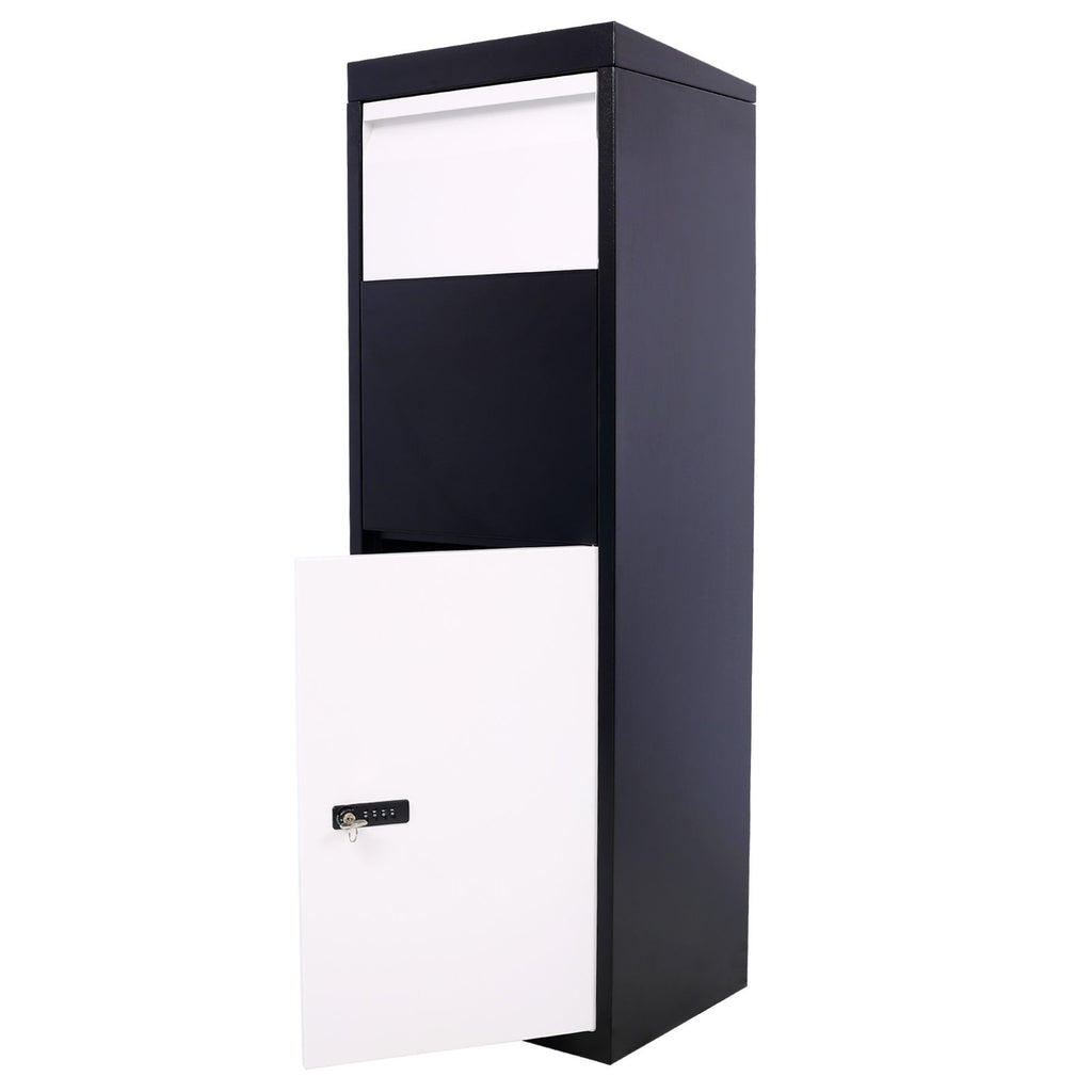 Black and White Keyless Outdoor Parcel Drop Box