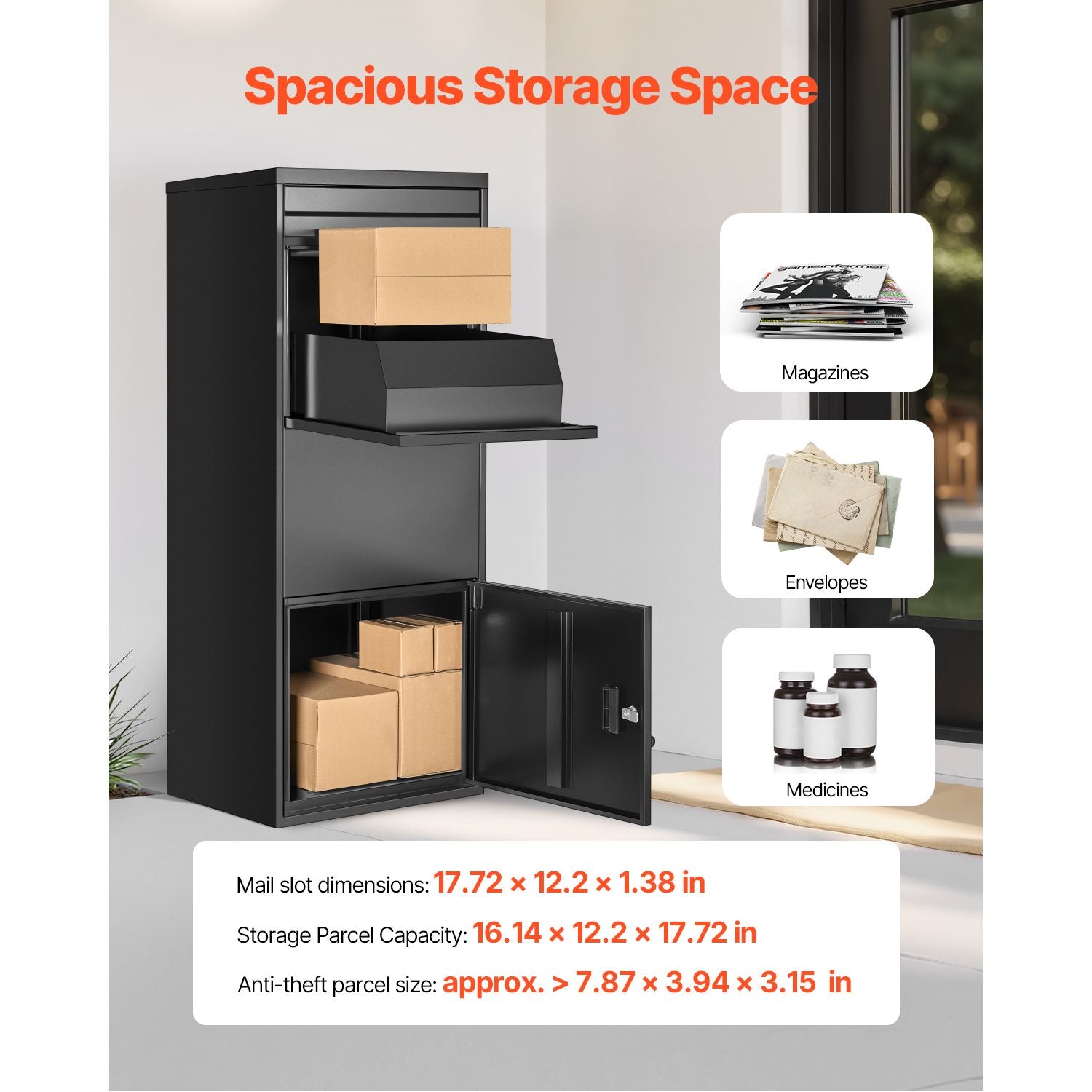 Secure Outdoor Package Delivery Box with Anti-Theft Design