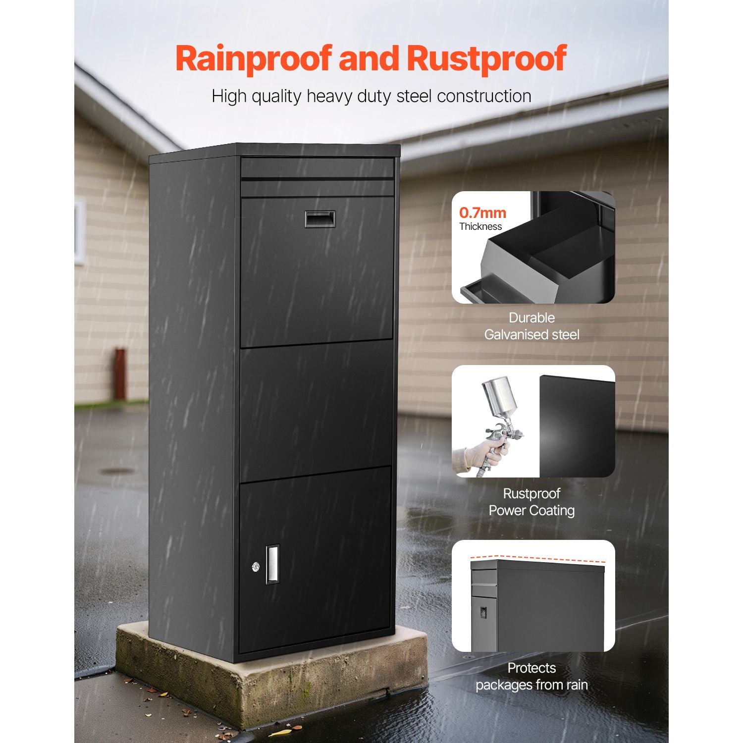 Secure Outdoor Package Delivery Box with Anti-Theft Design