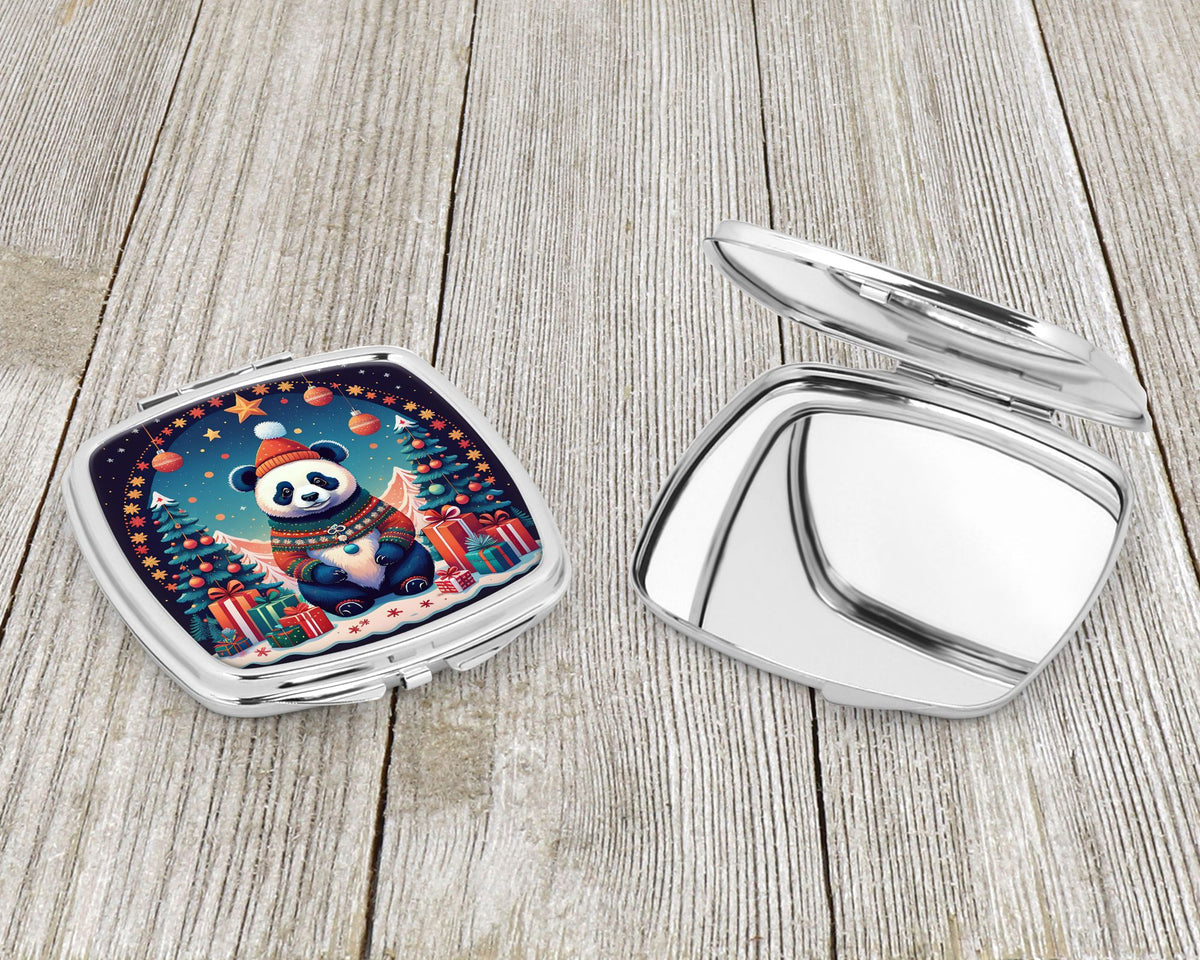 Panda Christmas Pocket Compact Mirror