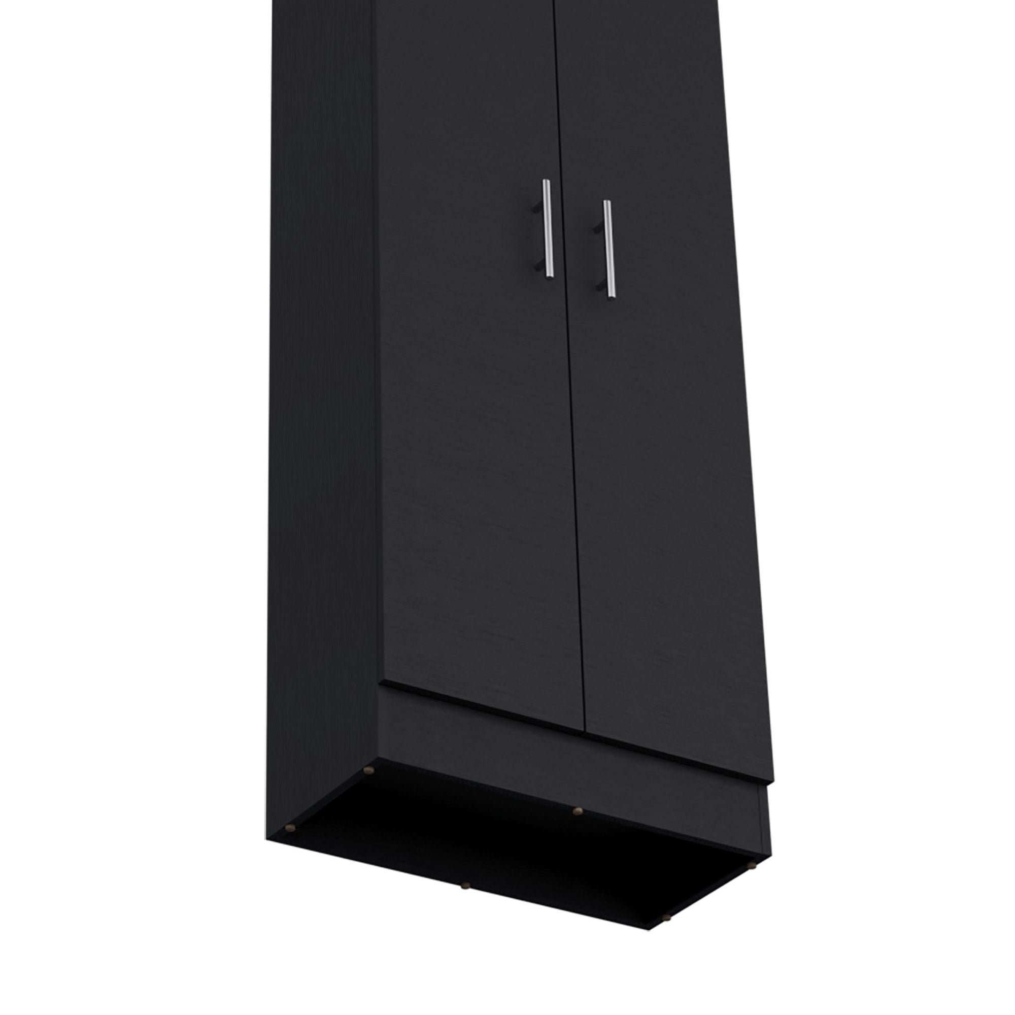 Modern Black Pantry Cabinet with Five Spacious Shelves