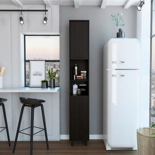 Almada Slim Pantry Cabinet in Black Wengue