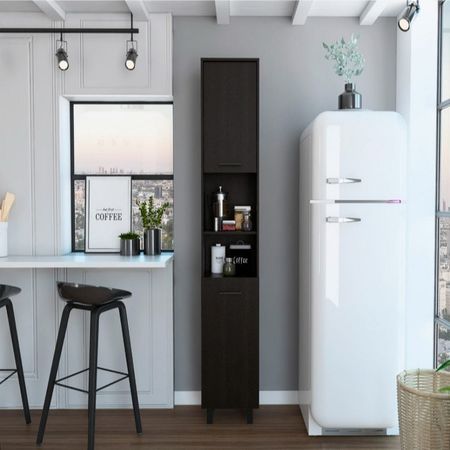 Almada Slim Pantry Cabinet in Black Wengue