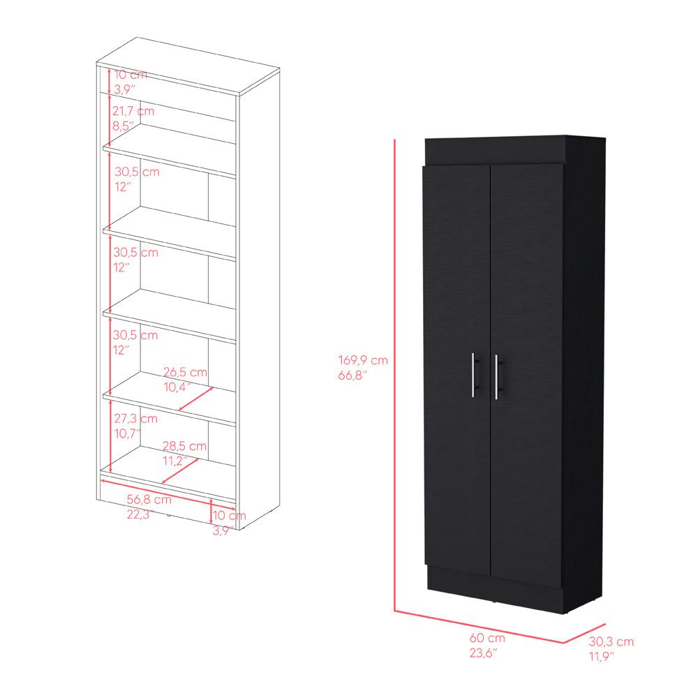 Sleek Black Clinton Pantry Cabinet – Compact Kitchen Storage