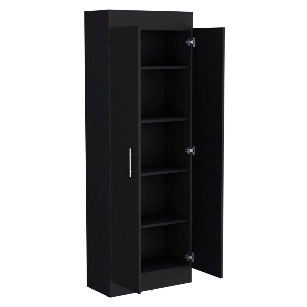 Sleek Black Clinton Pantry Cabinet – Compact Kitchen Storage