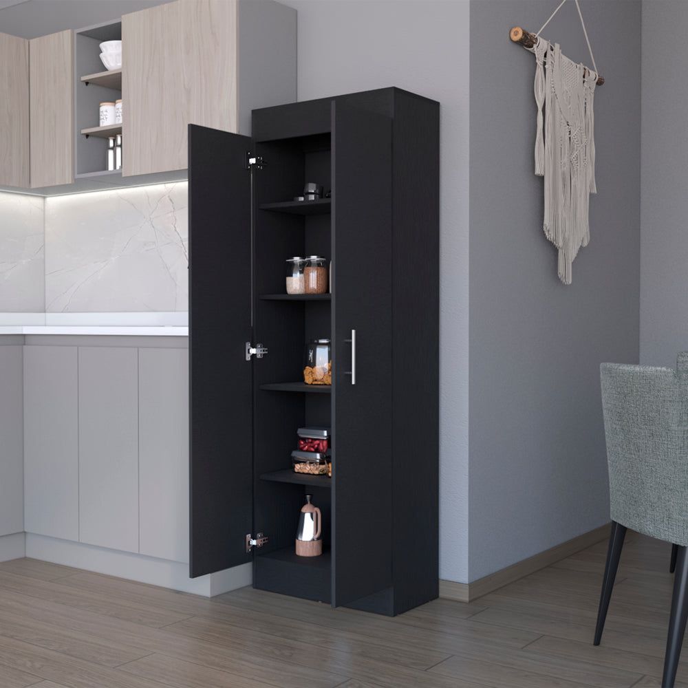 Sleek Black Clinton Pantry Cabinet – Compact Kitchen Storage